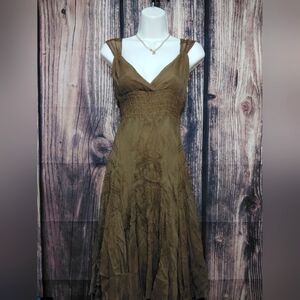Ruth Elegant Brown Women's 100% Silk Dress Size 10